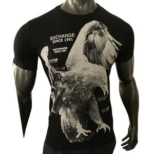 NWT EXCHANGE EAGLE PATRIOTIC MEN'S BLACK CREW NECK SHORT SLEEVE T-SHIRT SIZE XL